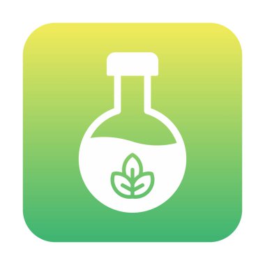 Yaprak ikonu resimli vektör matarası. Kimya konsepti              