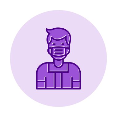 Düz genç adam tıbbi maske vektör tasarımı ile