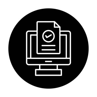 Bilgisayar ekranında web sitesi kayıt simgesi, vektör illüstrasyonu basit tasarım