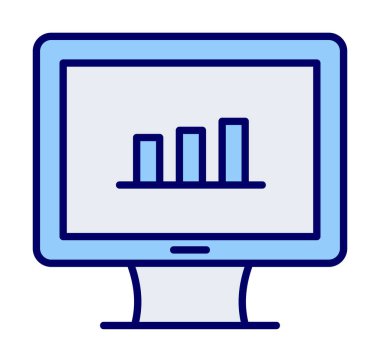 iş grafiği bilgisayar ekranında, vektör illüstrasyonu basit tasarım