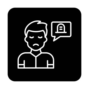 İnsan ve konuşma balonu mezar taşı işareti, vektör illüstrasyonu