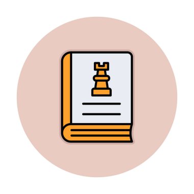 Satranç taşı simgesi, vektör illüstrasyonlu kitap