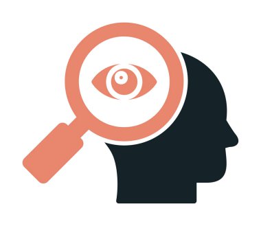 Büyüteç simgesiyle insan kafasının vektör çizimi