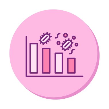 Grafik ve bakteri simgesi, vektör illüstrasyonu ile azalan kavram   