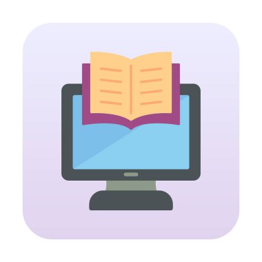 E-kitap ve bilgisayar ekran simgesi, vektör illüstrasyonu 