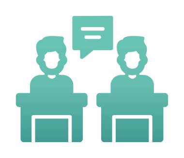 Konuşma yapan erkekler tartışma ikonu, vektör illüstrasyonunda ayakta duruyorlar