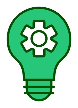 Simge vektör çiziminin içindeki vitesli basit ampul