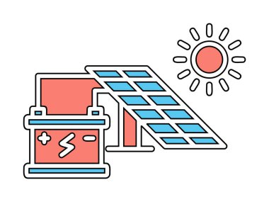 Güneş enerjisi ikon vektör illüstrasyonu