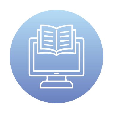 E-kitap ve bilgisayar ekran simgesi, vektör illüstrasyonu 