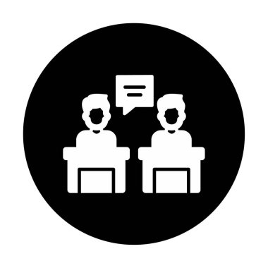 Konuşma yapan erkekler tartışma ikonu, vektör illüstrasyonunda ayakta duruyorlar