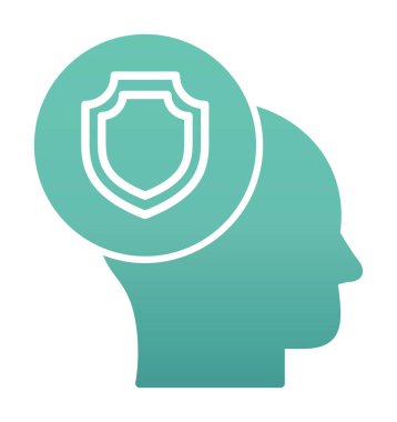 Kalkan ikonlu düz kafa. vektör illüstrasyonu