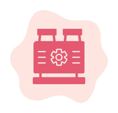 düz Fabrika Makine simgesi vektör çizimi  