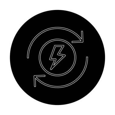 Enerji simgesi, daire oklu ışıkyılı, vektör illüstrasyonu