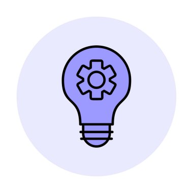 Simge vektör çiziminin içindeki vitesli basit ampul