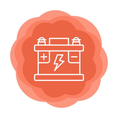 Araba aküsü simgesi. Ağ için Kataloglayıcı imza vektör simgesinin düz çizimi.