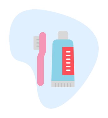 Diş fırçası ve diş macunu ikonları vektör illüstrasyonuName