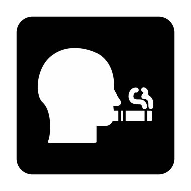 Sigara simgesi olan sigara içen adamın profili, vektör illüstrasyonu 