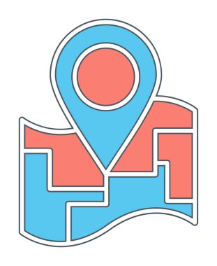 Konum iğnesi, vektör illüstrasyonlu harita simgesi