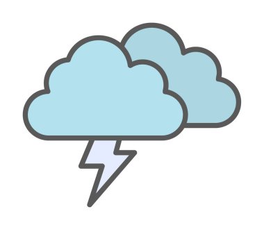 Yıldırım ikonlu fırtına bulutları. vektör illüstrasyonu                   