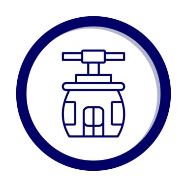 Cableway simgesi, ana hatlı biçim vektör illüstrasyonu  