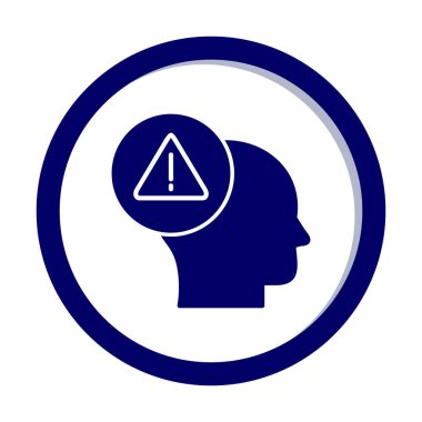 Uyarı işareti olan beyin, uyarı sembolü, vektör illüstrasyonu