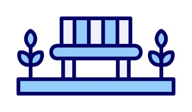 Park bankının ikonu. Düz renk tasarımı. vektör illüstrasyonu