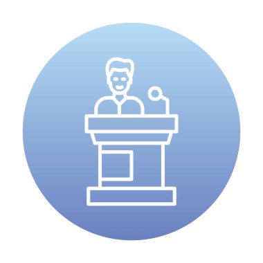 Konuşma standı ikonu, vektör illüstrasyonunda konuşma yapan erkekler