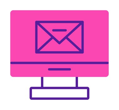 Basit düz bilgisayar e- posta iletisi vektör illüstrasyon tasarımı