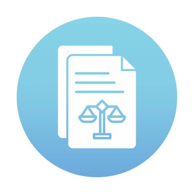 Yasal belgeler satır simgesi. Adalet terazisi imzası. Hüküm doktoru sembolü. Vektör illüstrasyonu 