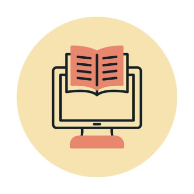E-kitap ve bilgisayar ekran simgesi, vektör illüstrasyonu 