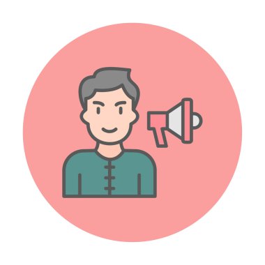 Gençler megafonla, vektör illüstrasyonuyla protesto ediyor  