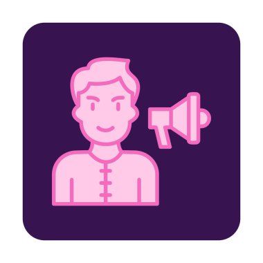 Gençler megafonla, vektör illüstrasyonuyla protesto ediyor  