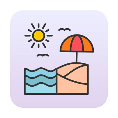 Yaz plaj ikonunun vektör illüstrasyonu 