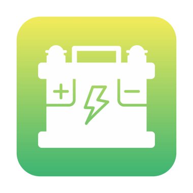 Araba aküsü simgesi. Ağ için Kataloglayıcı imza vektör simgesinin düz çizimi.