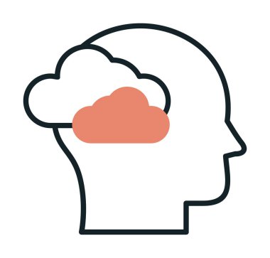 Bulut simgesi olan beyin, vektör illüstrasyonu