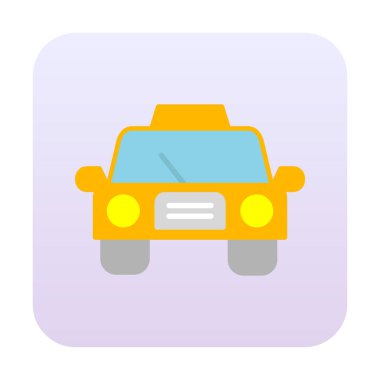 Basit taksi arabası simgesi, vektör illüstrasyonu