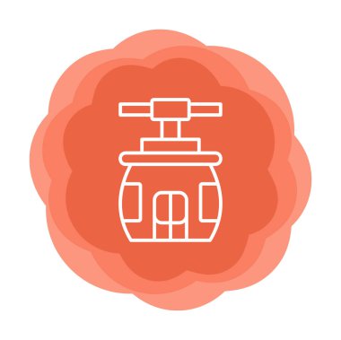 Cableway simgesi, ana hatlı biçim vektör illüstrasyonu  