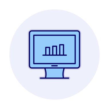 iş grafiği bilgisayar ekranında, vektör illüstrasyonu basit tasarım