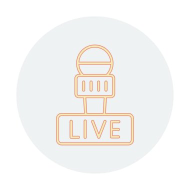 canlı yayın web simgesi, vektör illüstrasyonlu mikrofon 