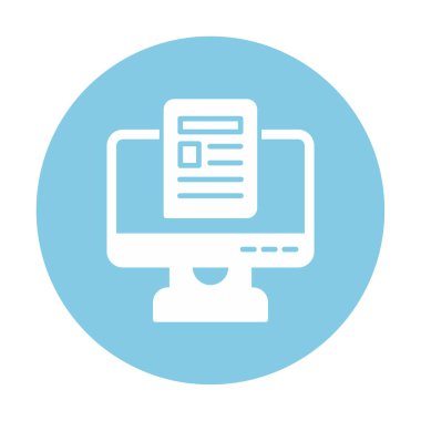 Yazı simgesi, vektör illüstrasyonlu bilgisayar ekranı