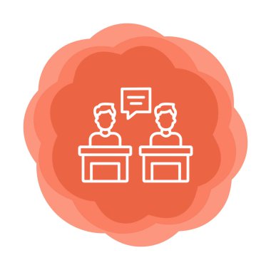 Konuşma yapan erkekler tartışma ikonu, vektör illüstrasyonunda ayakta duruyorlar