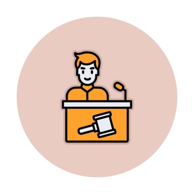 Açık artırmacı simgesi düz stil, vektör illüstrasyonu