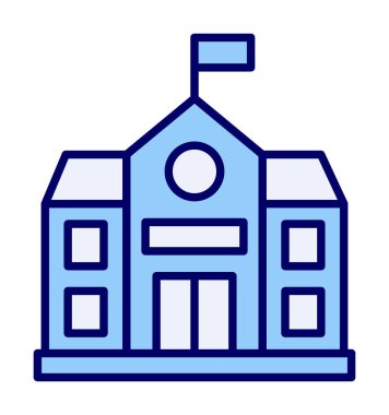 Okul binası simgesi, vektör illüstrasyonu