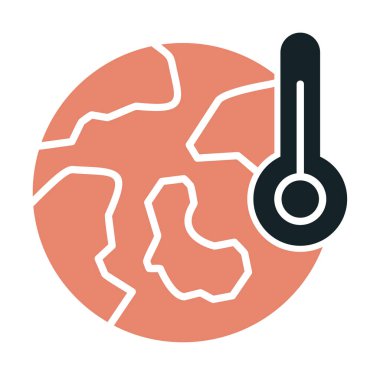 Termometre renk vektörü simgesine sahip dünya, Küresel Isınma kavramı