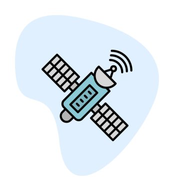 Uydu Simgesi, vektör illüstrasyonu 