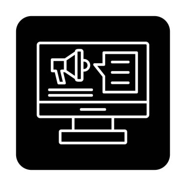 bilgisayar monitörü ve megafon, Dijital Kampanya konsept vektörü