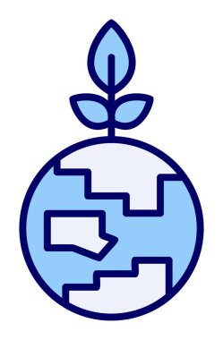 Bitki ikonu vektör illüstrasyonlu Dünya gezegeni 