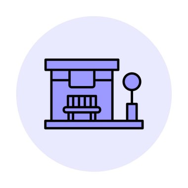 Otobüs Durağı vektör düz simgesi simgesi