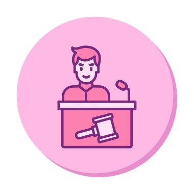 Açık artırmacı simgesi düz stil, vektör illüstrasyonu