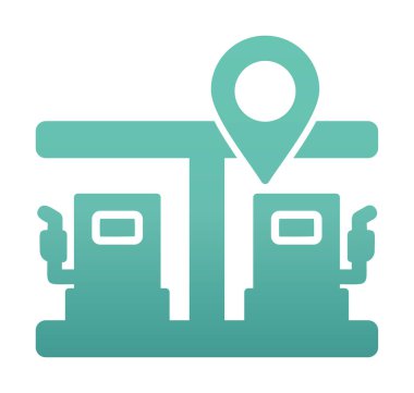 Benzin istasyonu web simgesi, vektör illüstrasyonlu harita işaretleyici